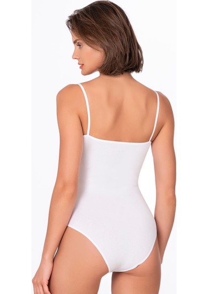 Kadın Çıtçıtlı İp Askılı Badi Beyaz | Kompedan K0603 modelleri