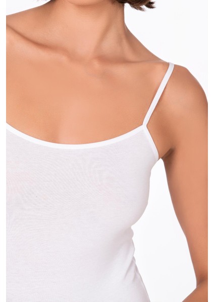 Kadın Çıtçıtlı İp Askılı Badi Beyaz | Kompedan K0603 fırsatları