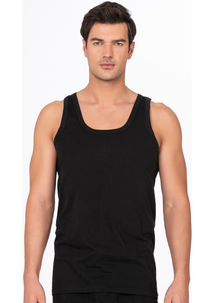 Erkek Pamuklu Penye Süprem Atlet | Siyah K0050
