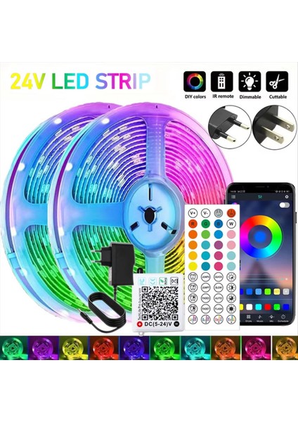 Dc 24V Rgb LED Bant Strip Bluetooth 10M Metre Çok Renkli Yapışkan LED Bant Uygulaması Kontrol Buz Ipi Ab Fiş (Yurt Dışından) modelleri