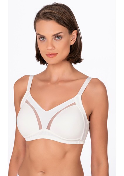 Kadın Tül Detay Toparlayıcı Sütyen | Ekru 706