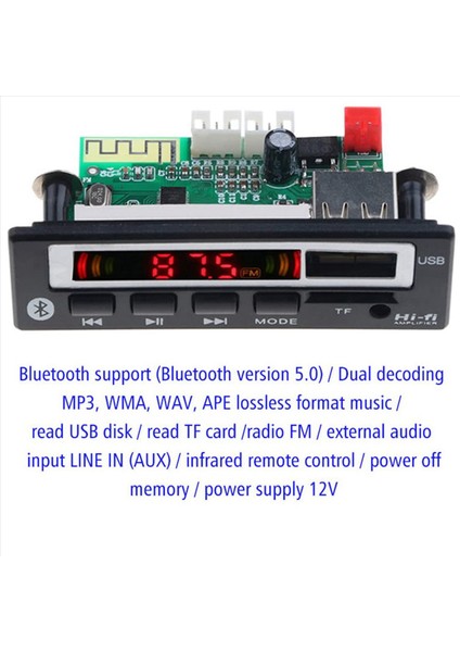 2x 12 V Bluetooth 5 0 Mp3 Çalar Kablosuz Alıcı Mp3 Dekoder Kurulu Araba Fm Radyo Modülü Tf USB 3 5mm Aux Ses Adaptörü (Yurt Dışından) modelleri