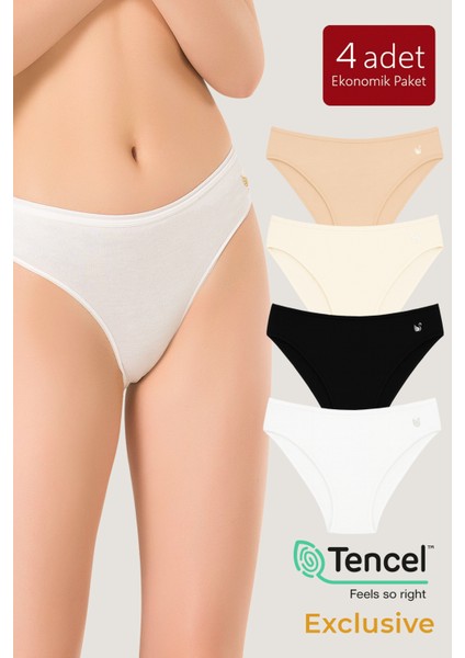 4'lü Paket Kadın Pamuklu Modal Esnek Yumuşak Slip Külot | Asorti K23924