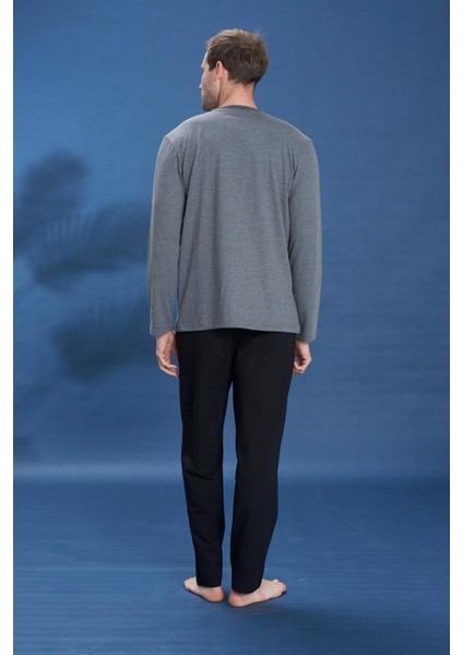 Erkek Penye Süprem Battal Önü Patlı Pijama Takımı | Antrasit Melanj 2118 modelleri