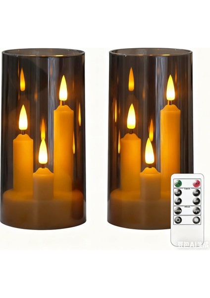 3&#39 Ü 1 Arada Alevsiz Konik Kısa Mumlar 10 Tuşlu Uzaktan Kumanda ve Zamanlayıcı 3 &quot X6&quot Gri Sütun Titreşen Sıcak Işık (Yurt Dışından)