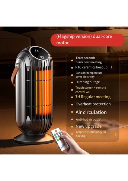 1500W Akıllı Masaüstü Uzay Isıtıcı Güçlü Ptc Seramik Hızlı Isıtma Ev Ofis Yatak Odası Için 4 Isı Ayarları Ab Tak (Yurt Dışından) modelleri