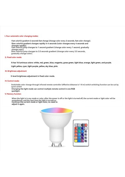 8 Adet GU10 Ampuller ve Hafıza Fonksiyonlu 1 Uzaktan Kumanda 17 Renk Değiştirilebilir Spot Işık 4 Dinamik Aydınlatma Modları Spot Işığı (Yurt Dışından) indirimleri