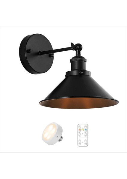 Siyah Vintage Duvar Sconces, LED Duvar Işıkları Duvar Lambası Fikstürü Yatak Odası Çiftlik Evi Için Uzaktan Kumanda ile Kapalı (Yurt Dışından)