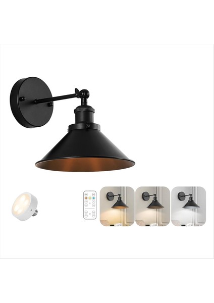 Siyah Vintage Duvar Sconces, LED Duvar Işıkları Duvar Lambası Fikstürü Yatak Odası Çiftlik Evi Için Uzaktan Kumanda ile Kapalı (Yurt Dışından) fiyatları