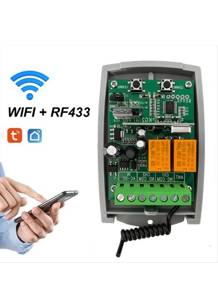 Tuya Wifi Akıllı Alıcı 2ch 7-32V Garaj Kapı Uzaktan Kumanda Açma Denetleyicisi Haddeleme Kodu 433MHZ Verici (Yurt Dışından) fiyatları
