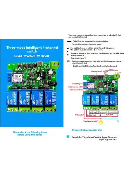 4ch Tuya Akıllı Anahtar Wifi Röle Modülü DC7-32V Motor Modülü + RF433 Garaj Kapısı Açacağı Için Uzaktan Kumanda (Yurt Dışından) indirimleri