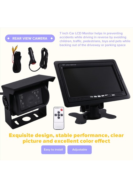 Kamyon Römorku Için 7 Inç Ekran Yedek Kamera ile Monitörle Arka Görünüm Kameralı Park Arabası Tersine Dönen Kamera (Yurt Dışından) indirimleri
