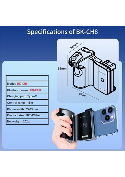 H8 Iphone Android Telefon Için Kademesiz Yakınlaştırma Selfie Kolu Kavrama Bluetooth Uzaktan Kumanda Sarsıntı Önleyici Fotoğraf Kolu (Yurt Dışından) modelleri