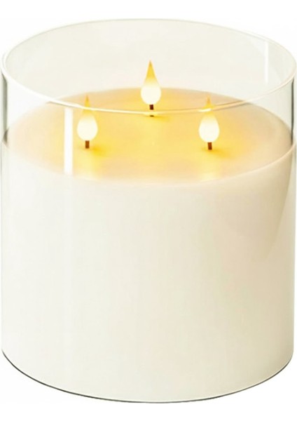 6 &#39 &#39 x 6&#39 &#39 Ekstra Büyük Alevsiz Mumlar 3 Fitil Cam Büyük Mumlar Ev Partisi Dekoru Için Uzaktan Kumanda ile (Yurt Dışından)