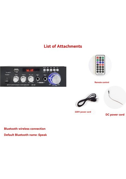 Av-20 Hifi Dijital Amplifikatör 2 Kanal 2 0 Bluetooth Çevresel Ses Amp Hoparlör Ev Araba Sineması Karaoke Ab Fiş (Yurt Dışından) fiyatları