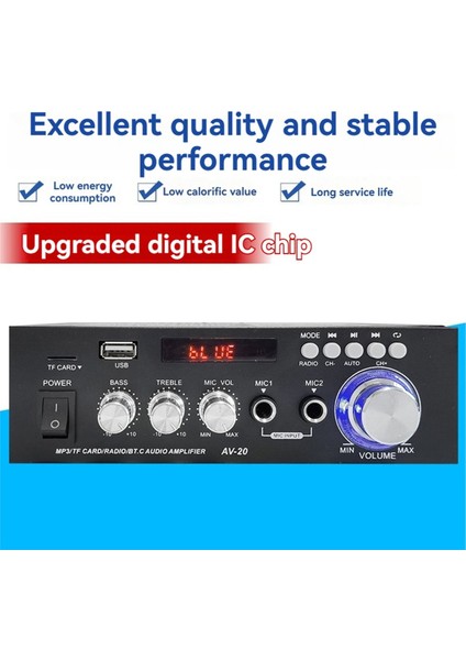 Av-20 Hifi Dijital Amplifikatör 2 Kanal 2 0 Bluetooth Çevresel Ses Amp Hoparlör Ev Araba Sineması Karaoke Ab Fiş (Yurt Dışından) modelleri