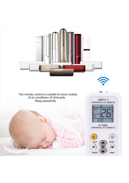 4x Evrensel 1000&#39 I 1 Arada LCD Düşük Güç Tüketimi K-1028E Klima A/c Uzaktan Kumanda Kontrol Cihazı (Yurt Dışından) modelleri