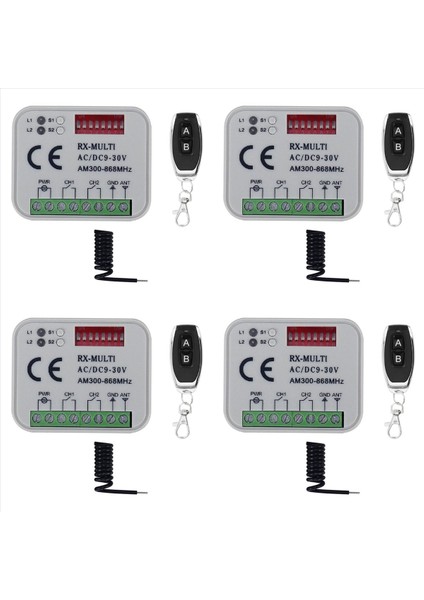 4x Uzaktan Kumanda Anahtarı Alıcısı 300-868MHZ Alıcı Evrensel Ac/dc 9-30V Garaj Kapısı Kontrolü Garaj Anahtarı (Yurt Dışından)
