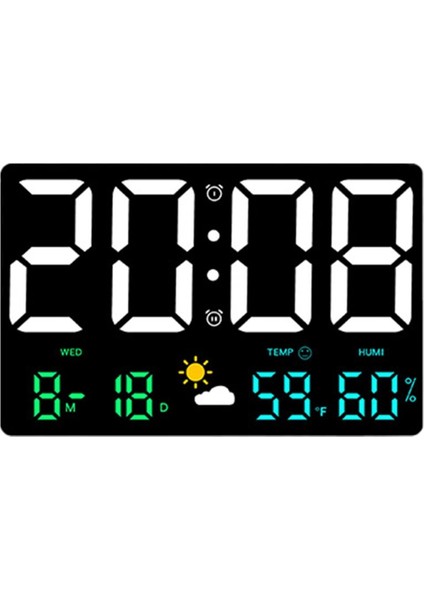 Büyük Ekran Sıcaklık ve Nem Göstergeli Akıllı Sessiz LED Duvar Saati Hava Durumu Saati Çok Fonksiyonlu Dijital Alarm (Yurt Dışından)