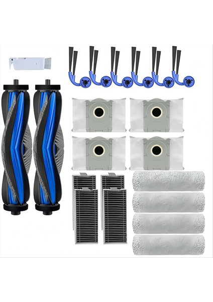 21 Adet Ana Yan Fırça Toz Torbası Rulo Bez Filtre Ecovacs Deebot X9 Pro Omni/x9 Pro Elektrikli Süpürge Parçası (Yurt Dışından)
