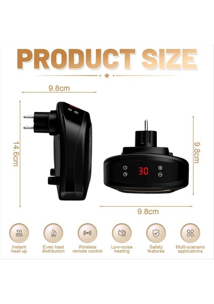 Uzaktan Kumandalı Priz Fanlı Isıtıcı 10 M²/25 M³&#39 E Kadar Odalar Için Termostatlı ve 12 Saat Zamanlayıcılı Seramik Isıtıcı Ab Fişi A (Yurt Dışından) fiyatları
