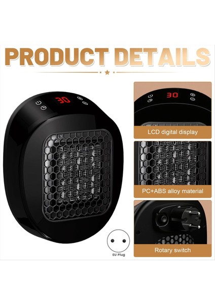 Uzaktan Kumandalı Priz Fanlı Isıtıcı 10 M²/25 M³&#39 E Kadar Odalar Için Termostatlı ve 12 Saat Zamanlayıcılı Seramik Isıtıcı Ab Fişi A (Yurt Dışından) fırsatları