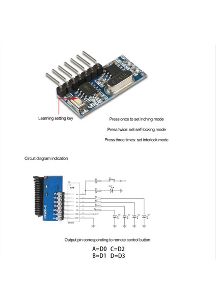 433MHZ Rf Alıcı Öğrenme Kodu Kod Çözücü Modülü 433MHZ Kablosuz 4 Ch Uzaktan Kumanda Için 4 Ch Çıkışı 1527 2262 Kodlama 5 Adet (Yurt Dışından) fiyatları