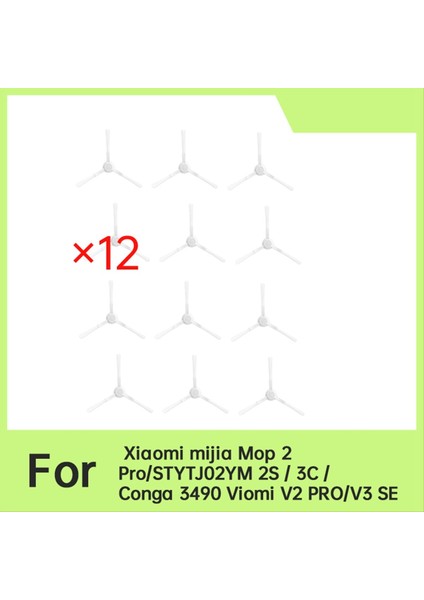 Xiaomi Mijia Mop 2 PRO/STYTJ02YM 2s/3c/conga 3490 Viomi V2 Pro/v3 Se Süpürgesi Için 12 Adet Yan Fırça (Yurt Dışından) fiyatları