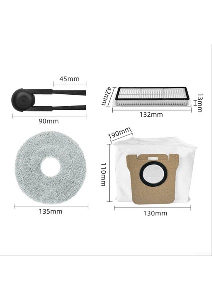 Mijia M40S / OV31CN Robot Vakumu Için, Filtreli Yedek Parçalar Mikrofiber Paspas Bezleri Toz Torbaları Yan Fırçalar (Yurt Dışından) modelleri