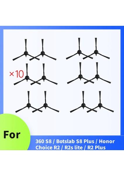 360 S8 / Botslab S8 Plus / Honor Choice R2 / R2S Lite / R2 Plus Süpürge Için 10 Adet Yan Fırça (Yurt Dışından) fiyatları