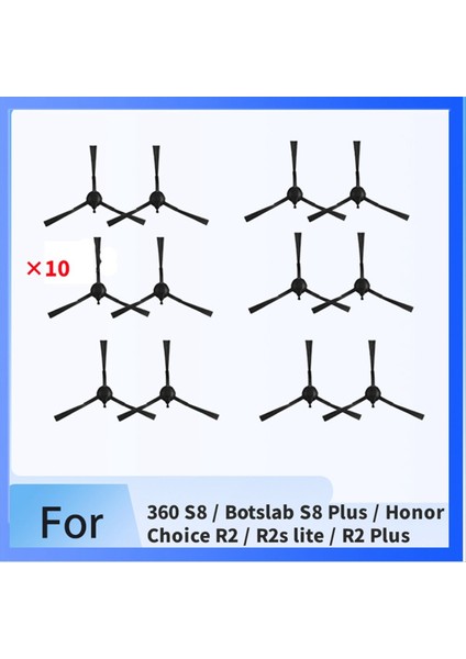 360 S8 / Botslab S8 Plus / Honor Choice R2 / R2S Lite / R2 Plus Süpürge Için 10 Adet Yan Fırça (Yurt Dışından) modelleri