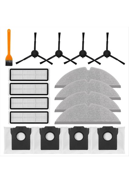 17 Adet Yan Fırçalar Hepa Filtreler Paspas Bezleri Toz Torbaları Dreame D20 Artı Robot Vakum Aksesuarları Yedek Parçalar (Yurt Dışından)