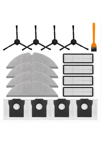 17 Adet Yan Fırçalar Hepa Filtreler Paspas Bezleri Toz Torbaları Dreame D20 Artı Robot Vakum Aksesuarları Yedek Parçalar (Yurt Dışından) modelleri