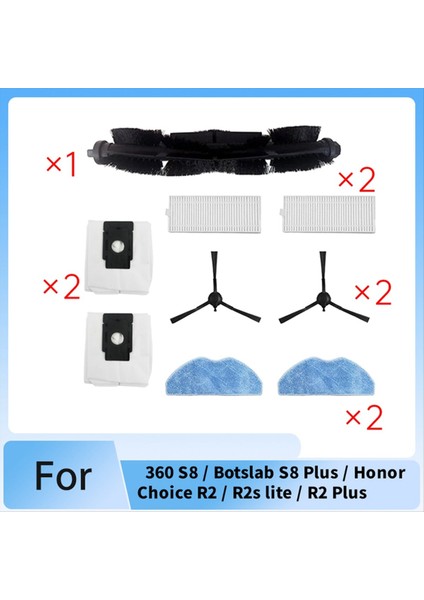 360 S8 / Botslab S8 Plus / Honor Choice R2 / R2S Lite / R2 Plus Süpürme Makinesi Aksesuarları Için 9 Adet (Yurt Dışından) modelleri
