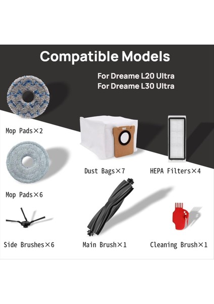 Dreame L30 ULTRA/L20 Ultra Elektrikli Süpürge Parçaları Için Yedek Parçalar Ana Yan Fırça Hepa Filtreler Paspas Pedleri Toz Torbaları (Yurt Dışından) indirimleri