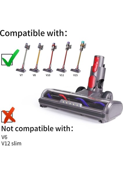 Dyson V7 V8 V10 V11 V15 Için Yedek Fırça Kafaları Far ile Elektrikli Süpürge Zemin Kafa Elektrikli Süpürge Zemin Memesi (Yurt Dışından) modelleri