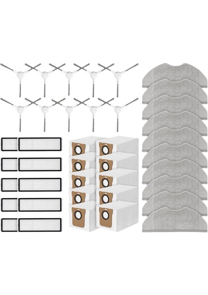Xiaomi Robot Vakum H40 / OV51 Yedek Parça Aksesuar Kitleri Yan Fırça Hepa Filtre Toz Torbası Paspas Bezi (Yurt Dışından)