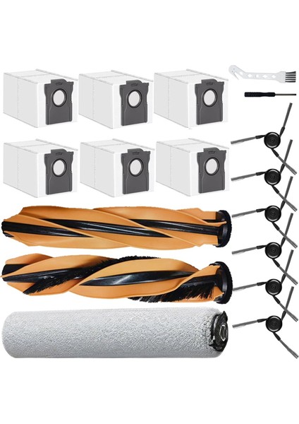 17 Adet Ana Fırça Rulo Paspas Toz Torbaları Yan Fırça Dreame Mova Z60 Ultra Robotlu Süpürge Parçaları (Yurt Dışından)