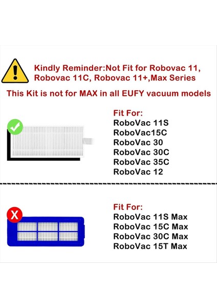 Eufy Robovac 11S 12 15T 15C 25C 30 30C 35C Ince Halı Robotik Vakum Için Yedek Parça Aksesuar Kiti (Yurt Dışından) modelleri