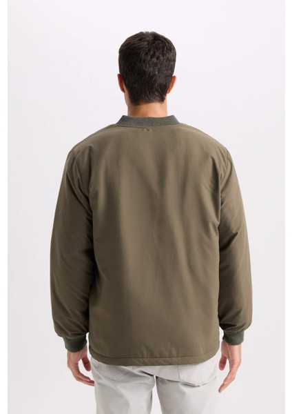 Su İtici Regular Fit Kolej Yaka Fermuarlı Çift Cepli Mevsimlik Baharlık Bomber Ceket Mont D8486AX24WN