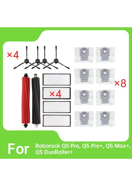 Roborock Q5 Pro Q5 Pro+ Q5 Max+ Q5 Duoroller+ Elektrikli Süpürge Ana Yan Fırça Filtresi Toz Torbaları (Yurt Dışından) modelleri