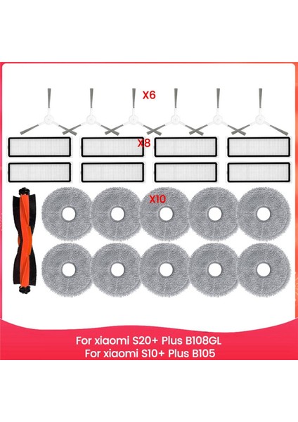 3 Takım Xiaomi Robot Vakum S20 + Artı B108GL / S10 + Artı B105 Parçaları Ana Silindir Yan Fırça Hepa Filtre Paspas Bezi (Yurt Dışından) fiyatları