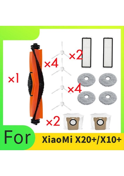 13 Adet Xiaomi X20+/X10+ Süpürme Makinesi Aksesuarları Ana Yan Fırça Paspas Filtresi Toz Torbaları (Yurt Dışından) modelleri
