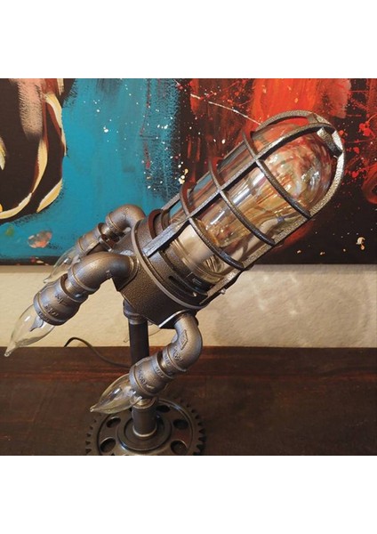 Retro Steampunk Işık Ev Dekorasyon Alev Masaüstü Gece Lambası Abd Fiş Spesifikasyon Masası Gece Lambası Ev (Yurt Dışından) fiyatları