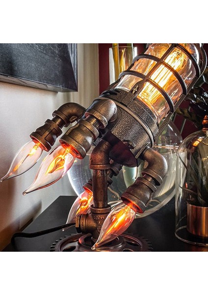 Retro Steampunk Işık Ev Dekorasyon Alev Masaüstü Gece Lambası Abd Fiş Spesifikasyon Masası Gece Lambası Ev (Yurt Dışından) fırsatları