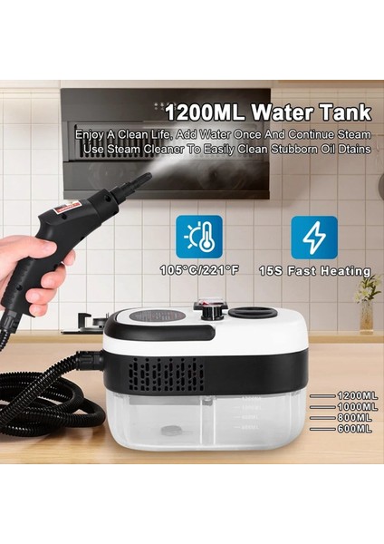 Mutfaklar ve Mobilyalar Için Çoklu Fırça Başlıklı Yüksek Sıcaklık Buharlı Temizleyici Ab Tak (Yurt Dışından) fiyatları