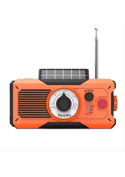 Güneş El Krank Radyosu 5000MAH Am/fm/wb Hava Durumu Radyosu Power Bank Sos Alarm Acil Durum Feneri Okuma Lambası (Yurt Dışından)