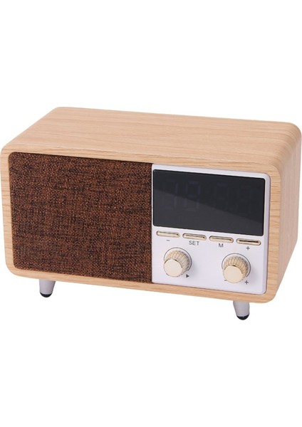 Çok Işlevli Retro Bluetooth Hoparlör Fm Radyo Subwoofer Çalar Saat Müzik Çalar Desteği Tf Kart ve Aux Oynatma (Yurt Dışından)