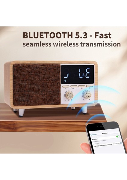 Çok Işlevli Retro Bluetooth Hoparlör Fm Radyo Subwoofer Çalar Saat Müzik Çalar Desteği Tf Kart ve Aux Oynatma (Yurt Dışından) fiyatları