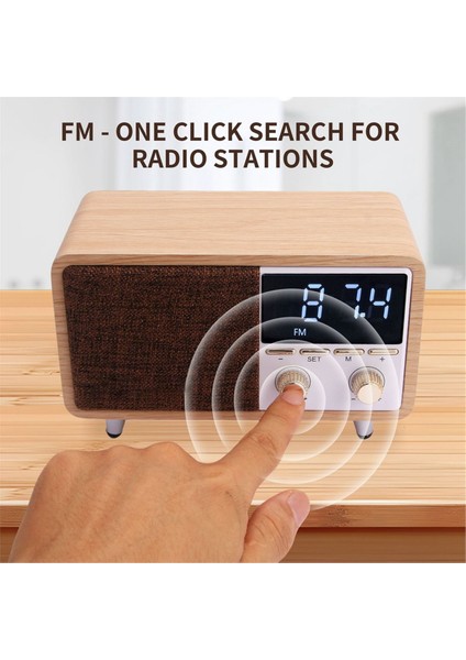 Çok Işlevli Retro Bluetooth Hoparlör Fm Radyo Subwoofer Çalar Saat Müzik Çalar Desteği Tf Kart ve Aux Oynatma (Yurt Dışından) fırsatları